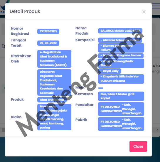 Herbana Balance Madia Cold Ease 10 Kaplet - Meredakan Gejala Masuk Angin - Menteng Farma