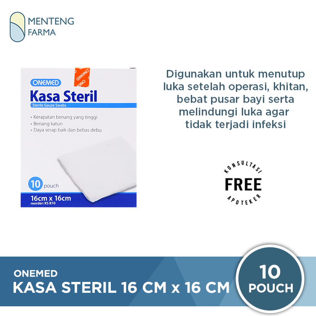 Onemed Kasa Steril 16 cm x 16 cm - Kasa Steril Penutup Luka - Menteng Farma