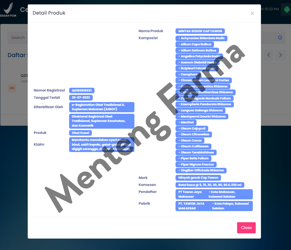 Minyak Gosok Cap Tawon DD - 30 mL - Meredakan Nyeri Sendi, Gatal dan Kembung - Menteng Farma