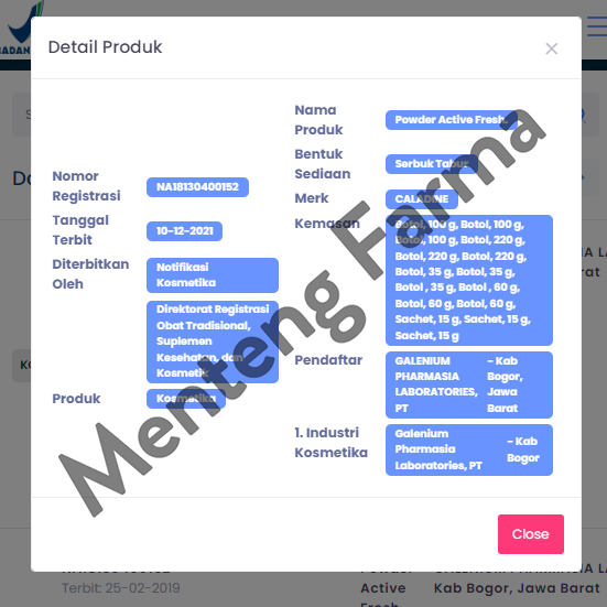 Caladine Powder Active Fresh 100 Gr - Bedak Gatal Karena Biang Keringat - Menteng Farma