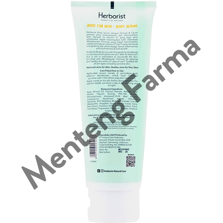 Herborist Juice For Skin Body Serum Orange & Carrot 180 mL - Melembabkan dan Mencerahkan Kulit - Menteng Farma