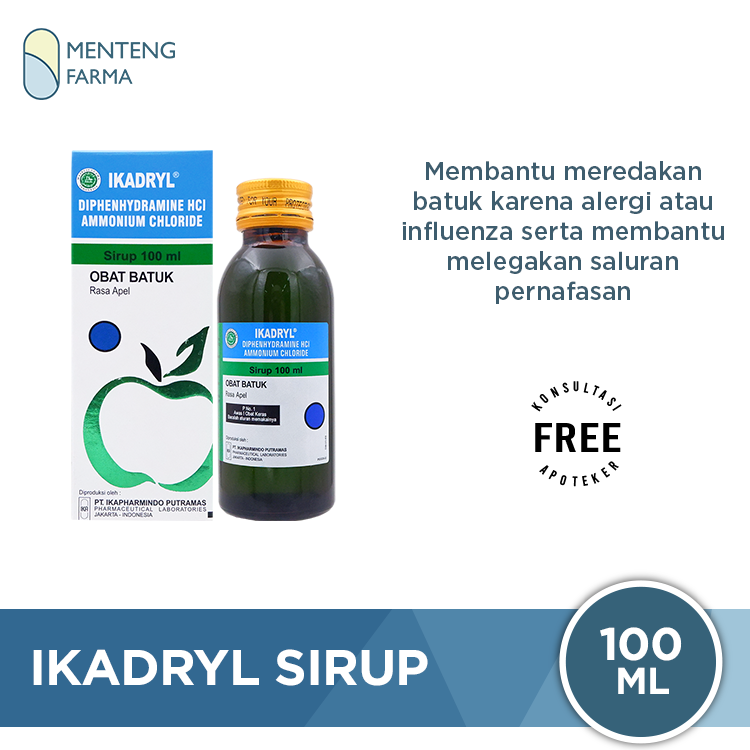 Ikadryl Sirup 100 mL - Meredakan Batuk dan Melegakan Tenggorokan - Menteng Farma