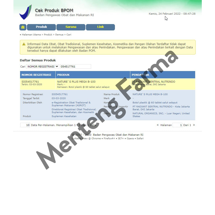 Natures Plus Mega B-100 60 Tablet - Suplemen Anti Stress dan Saraf