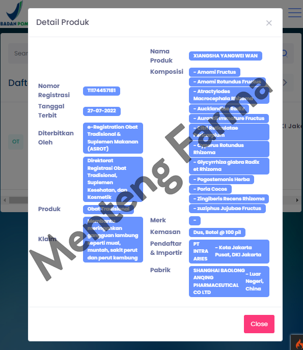 Xiangsha Yangwei Wan 100 Pil - Meringankan Maag atau Gangguan Lambung