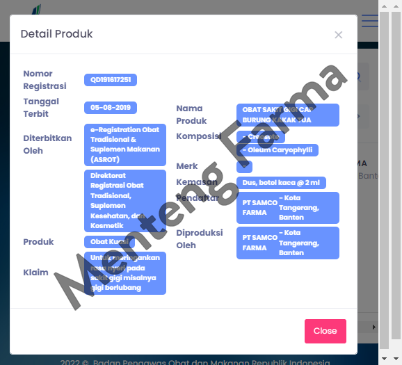 Obat Sakit Gigi Cap Burung Kakak Tua