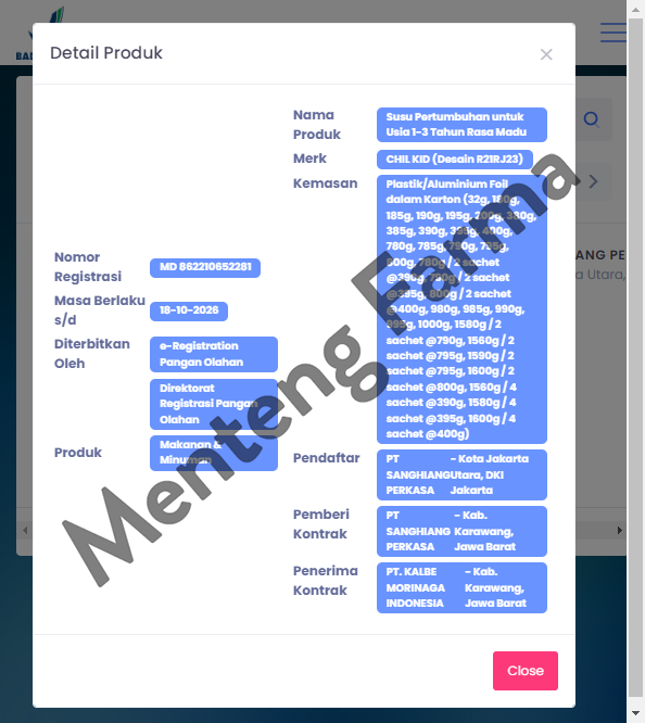 Morinaga Chil Kid Gold Madu 1,56 Kg - Susu Pertumbuhan Anak 1-3 Tahun