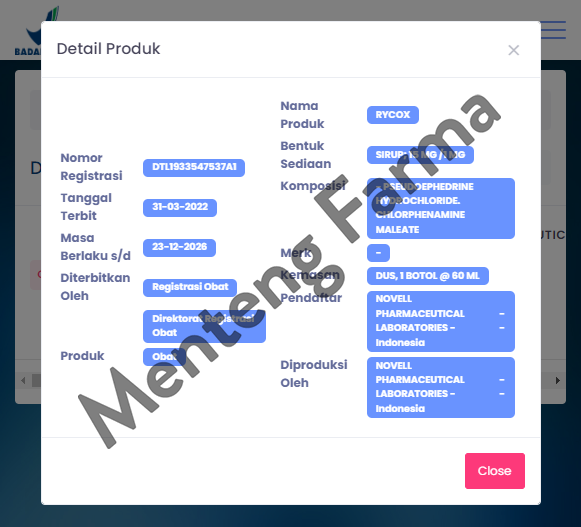 Rycox Syrup 60 mL - Meringankan Gejala Flu dan Pilek