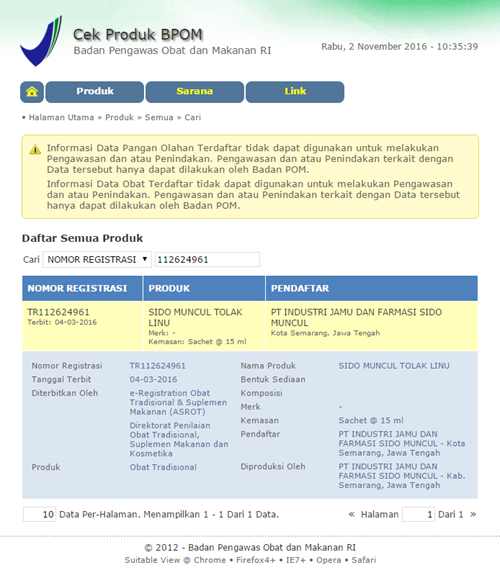 Tolak Linu Herbal - Dus isi 5 sachet