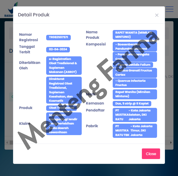 Mustika Ratu Rapet Wanita 30 Kaplet - Mengurangi Lendir atau Keputihan