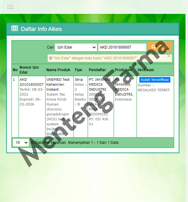 Test Hamil Onemed - Alat Test Kehamilan