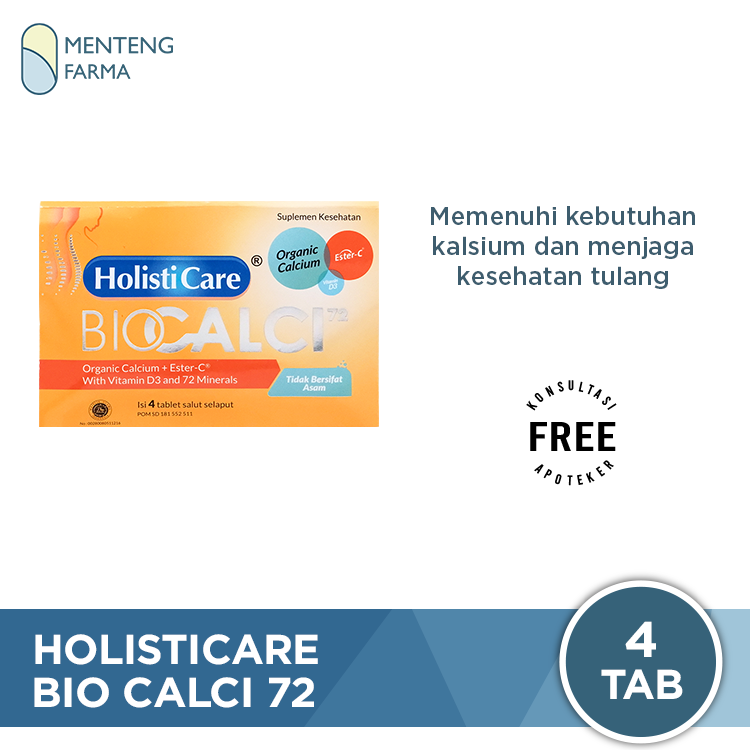 Holisticare Bio Calci-72 Isi 4 Tablet - Suplemen Kalsium dan Vitamin D3