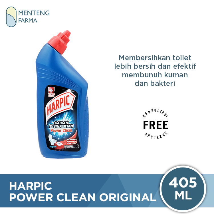 Harpic Power Clean Disinfektan Original 405 ML - Pembersih dan Penghancur Kerak Kloset