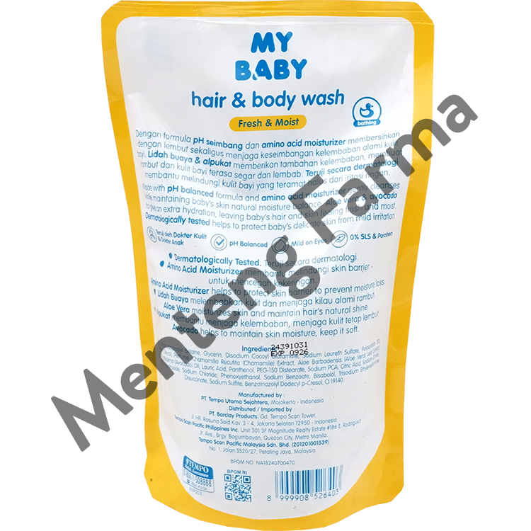 My Baby Hair & Body Wash Aloe Vera & Avocado Refill 375 mL - Shampoo dan Sabun Bayi