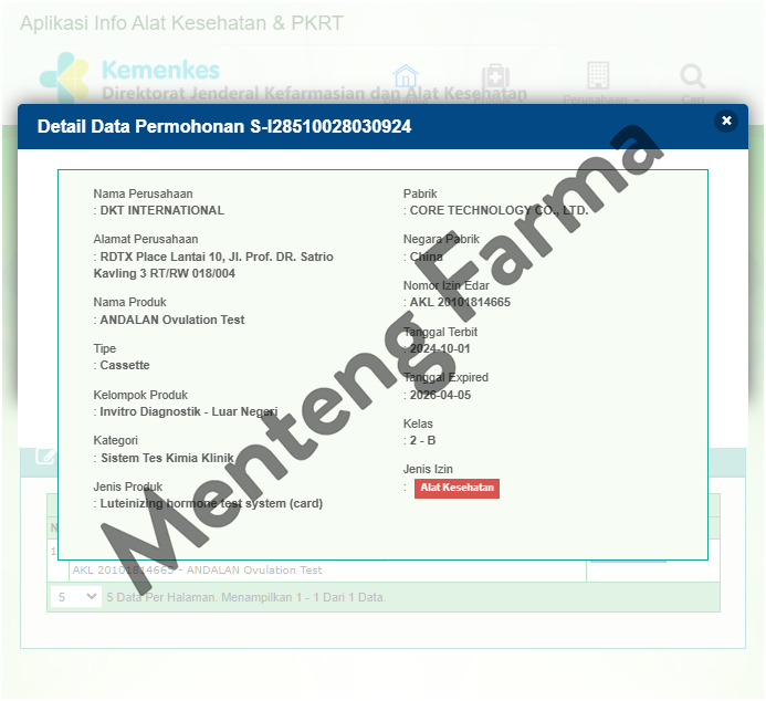 Andalan Ovulation Test - Alat Uji Masa Kesuburan Wanita