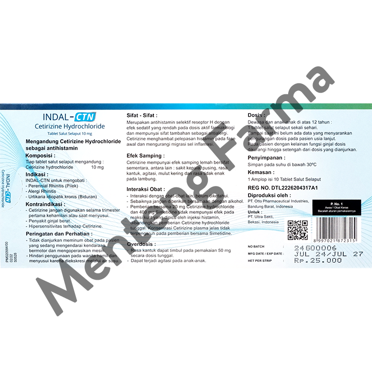 Indal-CTN 10 Tablet - Obat Alergi