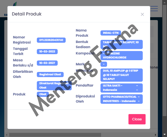 Indal-CTN 10 Tablet - Obat Alergi