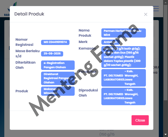 Permen Antangin Madu Mint Sachet 5 Butir - Permen Herbal Pelega Tenggorokan