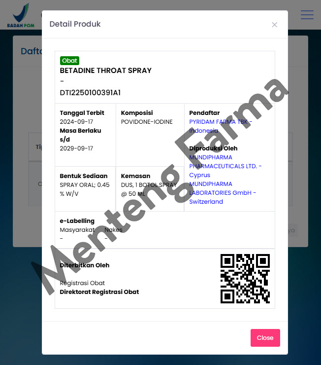 Betadine Throat Spray 50 mL - Spray Antiseptik Rongga Mulut dan Tenggorokan