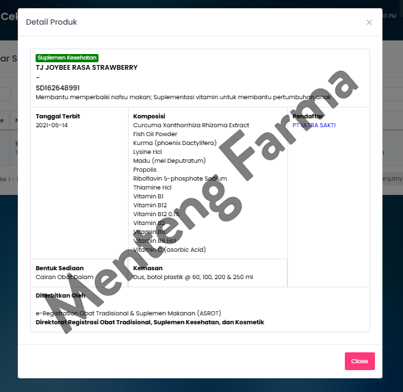 Madu TJ Joybee Strawberry 100 mL - Madu Multivitamin Anak