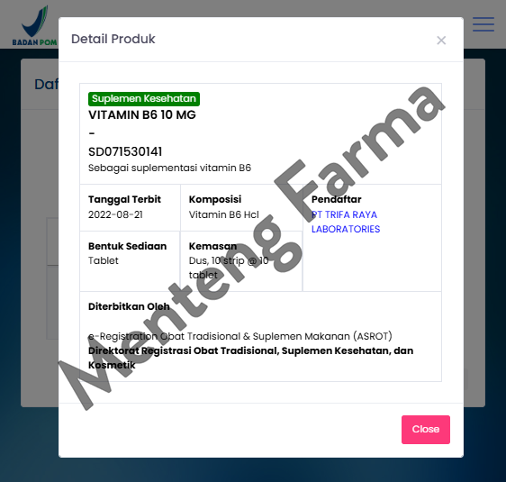 Vitamin B6 10 mg 10 Tablet - Suplementasi Vitamin B6
