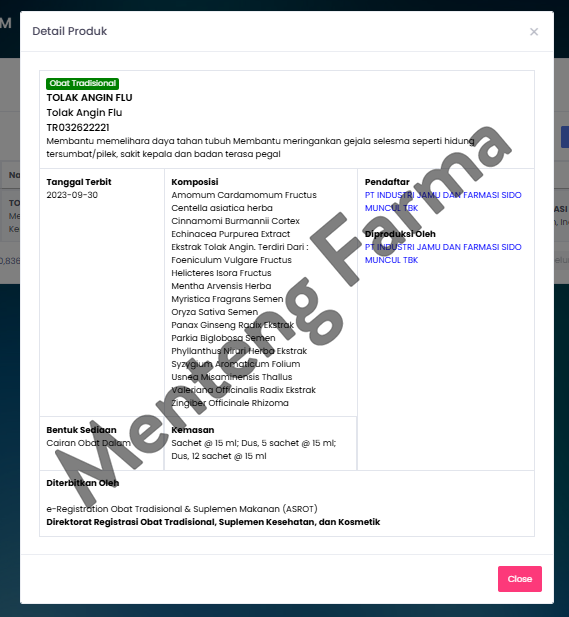 Tolak Angin Flu - Dus Isi 12 Sachet