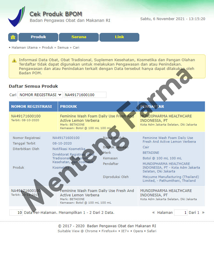 Betadine Feminine Wash Foam Fresh And Active Lemon Verbena 100 mL