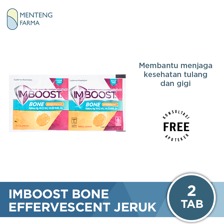 Imboost Bone Effervescent Jeruk 2 Tablet - Suplemen Tulang dan Gigi