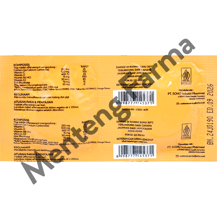 Imboost Bone Effervescent Jeruk 2 Tablet - Suplemen Tulang dan Gigi