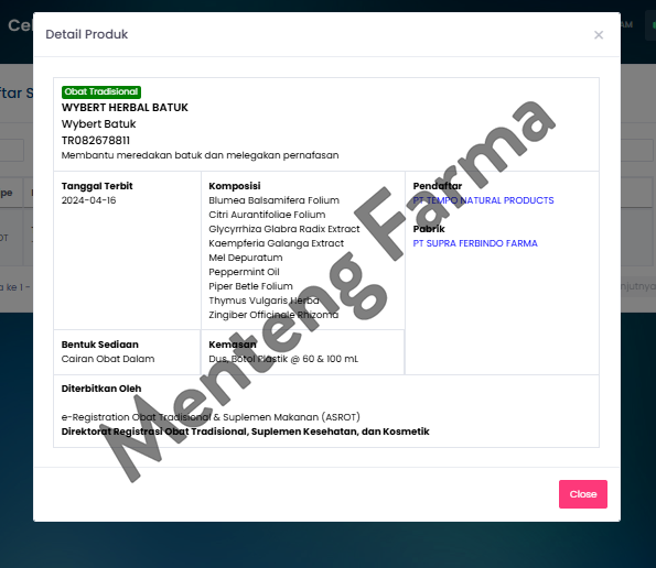 Wybert Herbal Batuk Sirup 60 mL - Meredakan Batuk