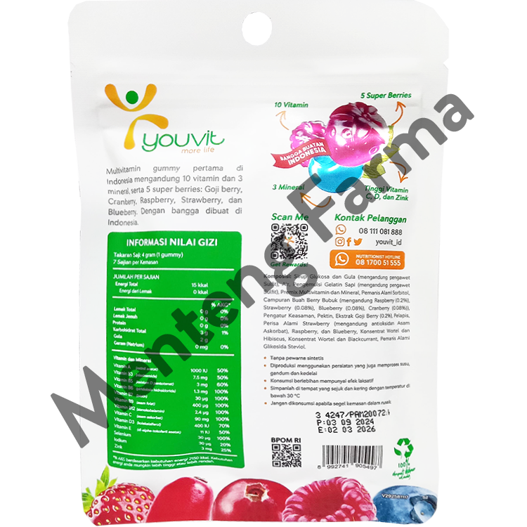Youvit Multivitamin For Adult Sachet - Multivitamin Gummy Dewasa Rasa Mix Berry