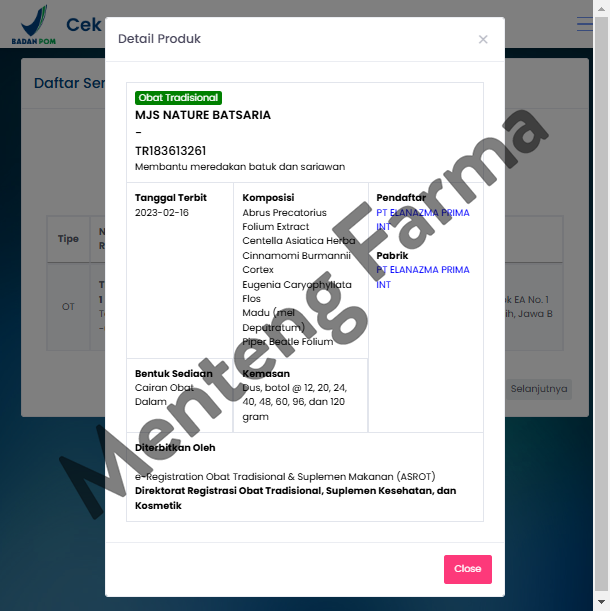 MJS Nature Batsaria - Obat Tetes Batuk dan Sariawan