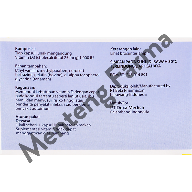 Force D Vitamin D3 1000 IU 10 Kapsul Lunak - Suplemen Vitamin D3