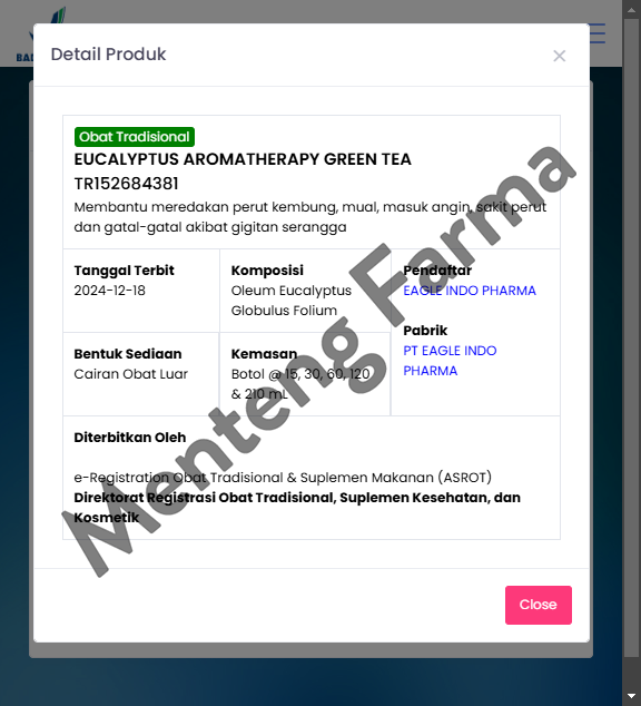 Minyak Eucalyptus Aromatherapy Cap Lang Green Tea 60 ml - Pereda Kembung dan Masuk Angin