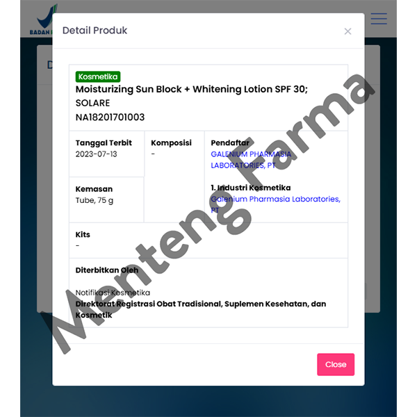 Solare SPF 30 Sunblock - Tabir Surya Melindungi dan Mencerahkan Kulit