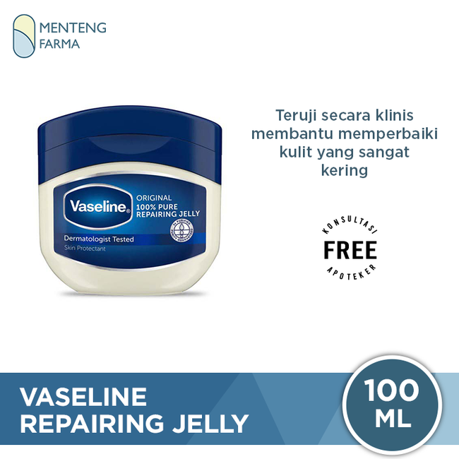 Vaseline Repairing Jelly Original 100 ML - Memperbaiki Kulit Rusak