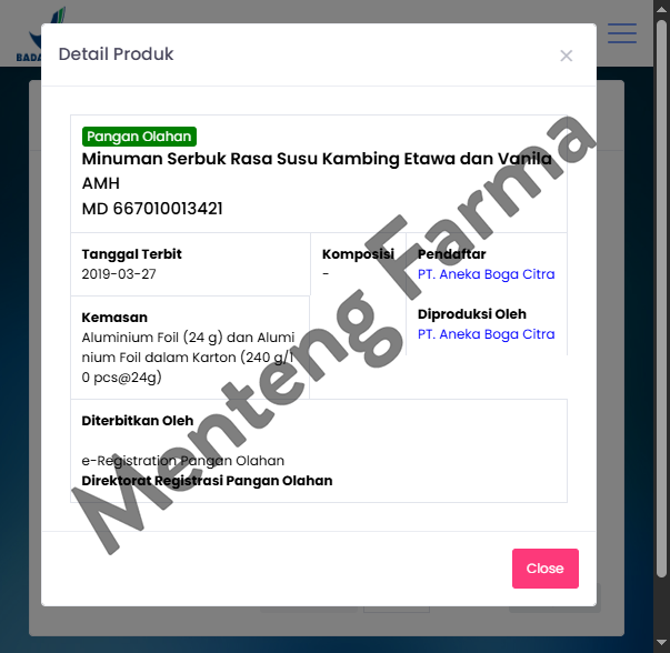 AMH Etawa Original Isi 10 Sachet - Susu Kambing Etawa Original