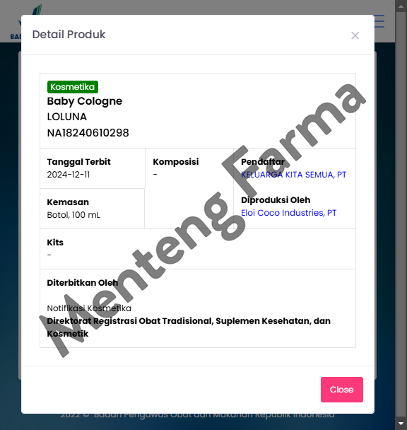 Loluna Baby Cologne 100 mL - Minyak Wangi Bayi