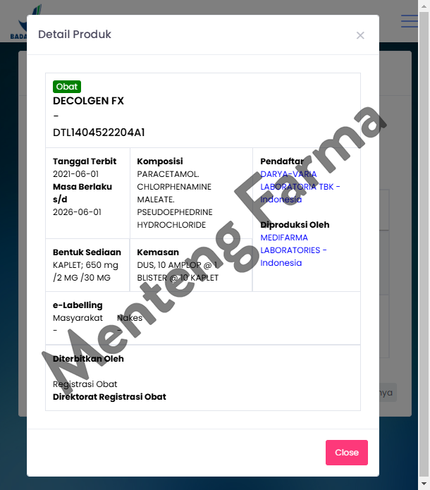 Decolgen FX 10 Kaplet - Meredakan Gejala Flu