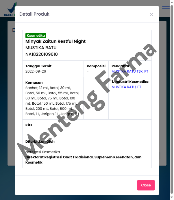Mustika Ratu Minyak Zaitun Aromatic Essential Oil Restful Night 75 mL - Merelaksasikan Tubuh