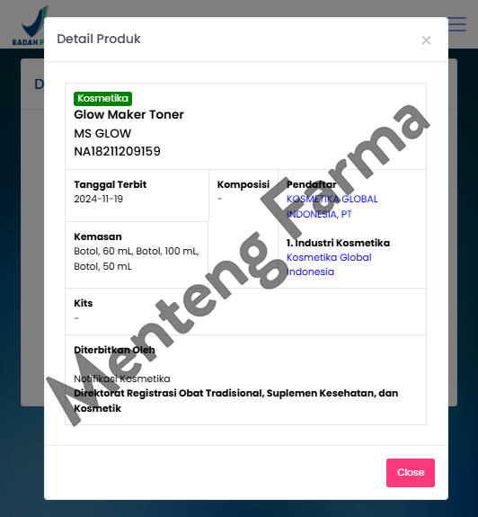 Ms Glow Toner Glowing / Glow Maker 60 mL - Toner Pelembap Wajah