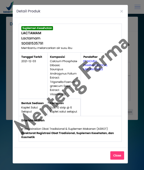 Lactamam 6 Kaplet - Melancarkan Produksi ASI