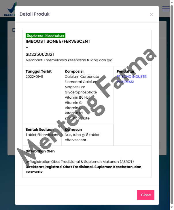 Imboost Bone Efferrvescent 8 Tablet - Suplemen Kesehatan Tulang dan Gigi