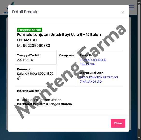 Enfamil A+2 - Susu Formula Bayi 6-12 Bulan 800 gram