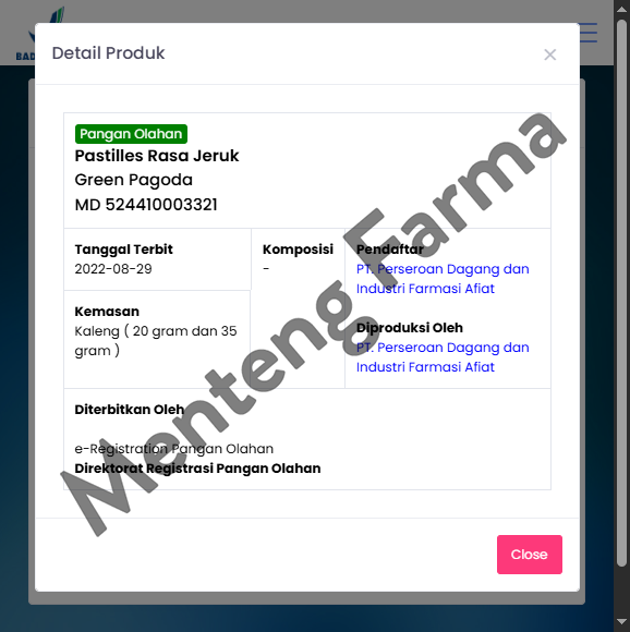 Green Pagoda Pastiles 35 Gram - Permen Pelega Tengggorokan Rasa Jeruk