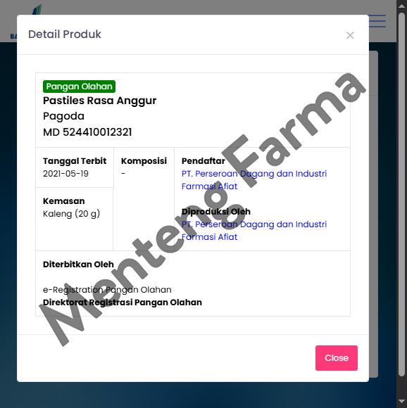 Pagoda Pastiles Rasa Anggur 20 Gram - Permen Pelega Tenggorokan