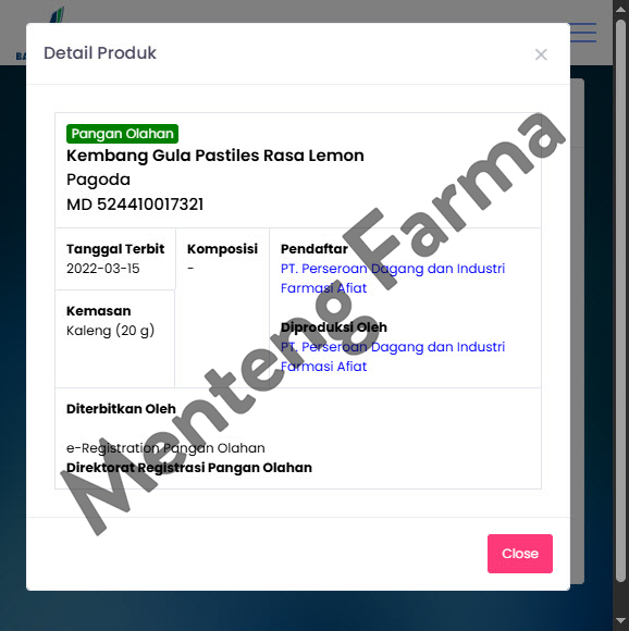 Pagoda Pastiles Rasa Lemon 20 Gram - Permen Pelega Tenggorokan