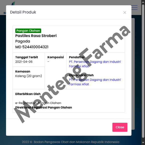 Pagoda Pastiles Rasa Stroberi 20 Gram - Permen Pelega Tenggorokan