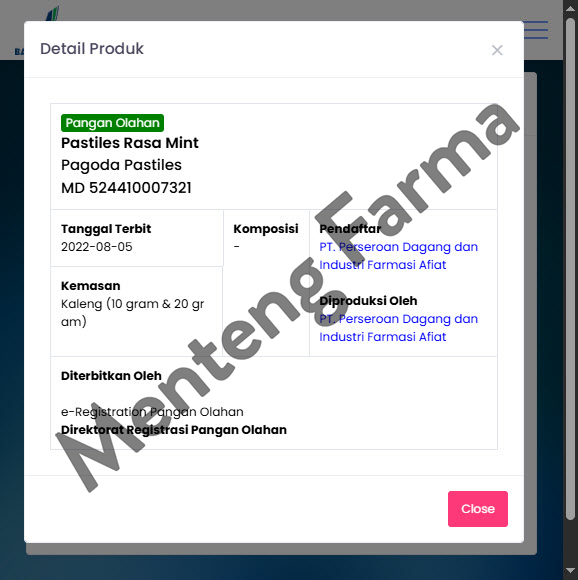 Pagoda Pastiles Rasa Mint 20 Gram - Permen Pelega Tenggorokan