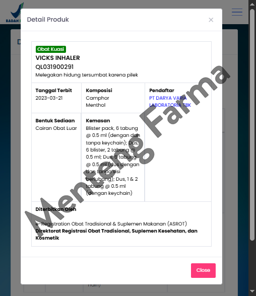 Vicks Inhaler - Melegakan Hidung Tersumbat