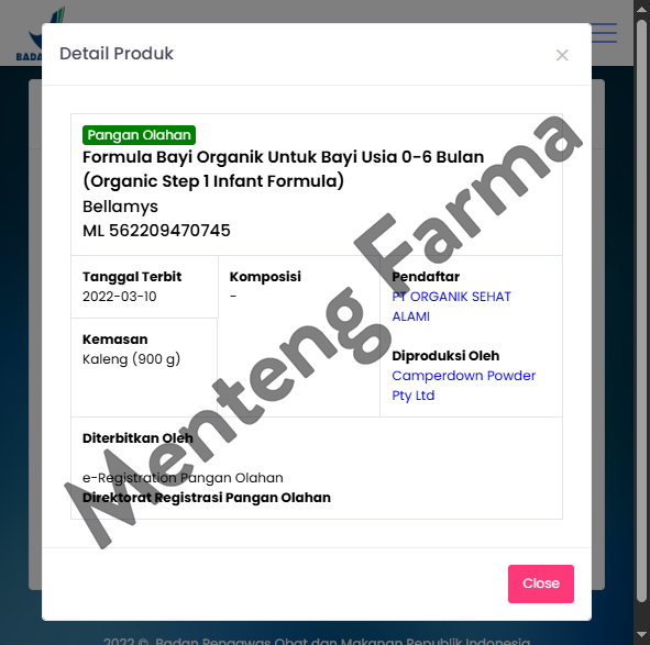 Bellamys Organic Step 1 - Susu Formula Bayi Organik 0-6 Bulan